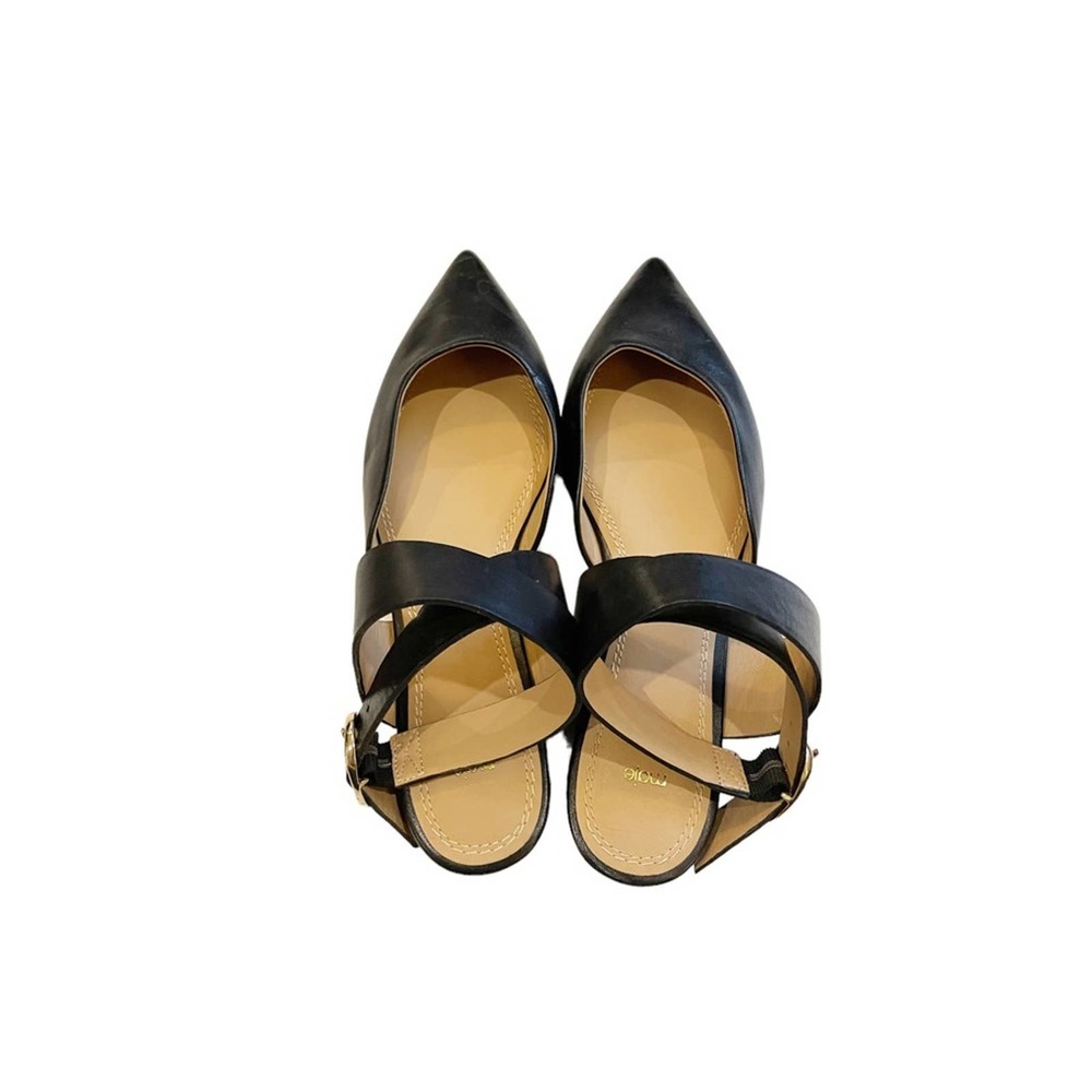 Maje Fimea Black Leather Pointed Toe Flats with Ankle Straps Size EU 38 US 8 - Picture 6 of 12